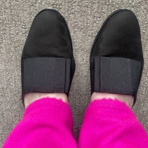 Enzo Black Suede Slides/Mules with Tuxedo Bow SIZE: 8.5